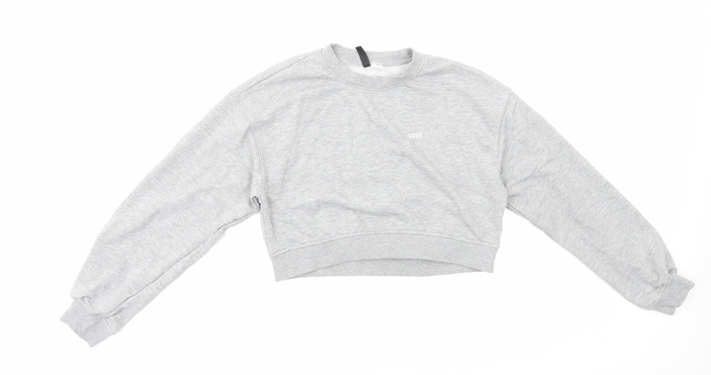 H&M Womens Grey Cotton Pullover Sweatshirt Size S Pullover