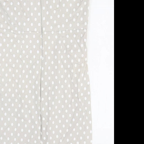 Preworn Womens Grey Polka Dot Polyester A-Line Size M Square Neck Zip