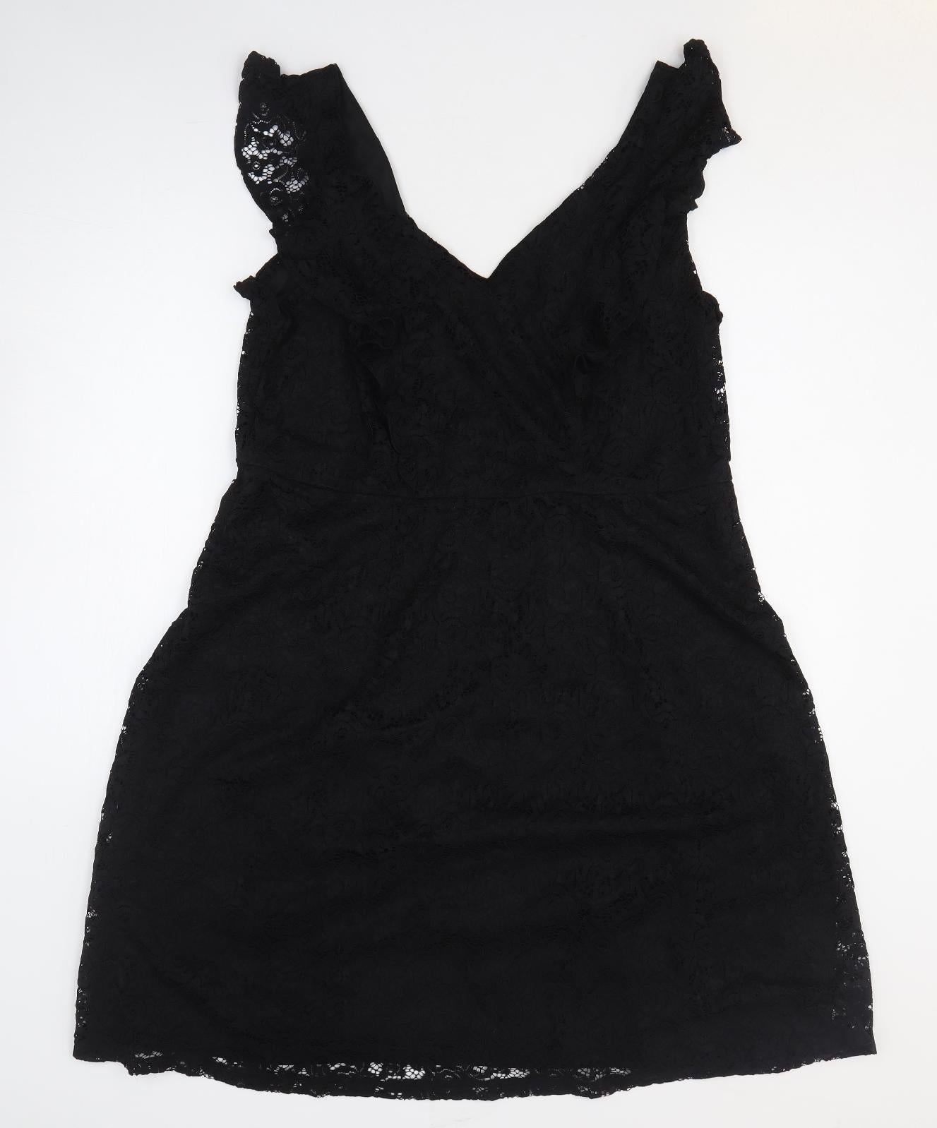 Dorothy Perkins Womens Black Fair Isle Nylon A-Line Size 20 V-Neck Zip