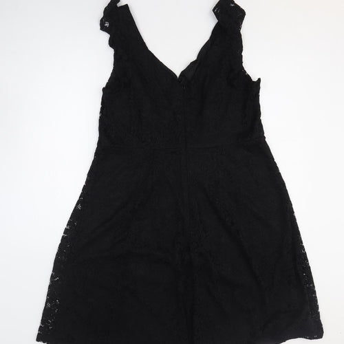 Dorothy Perkins Womens Black Fair Isle Nylon A-Line Size 20 V-Neck Zip