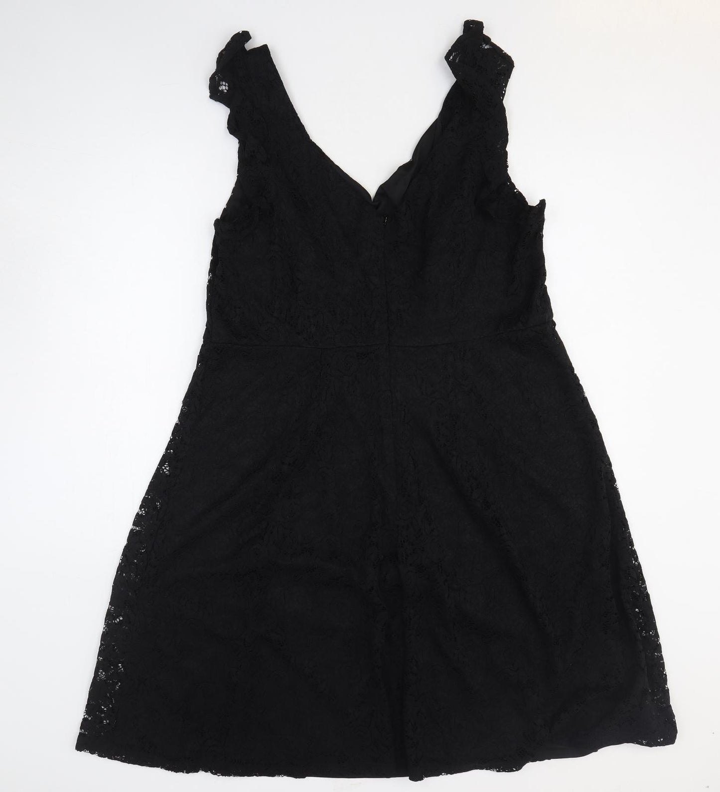 Dorothy Perkins Womens Black Fair Isle Nylon A-Line Size 20 V-Neck Zip