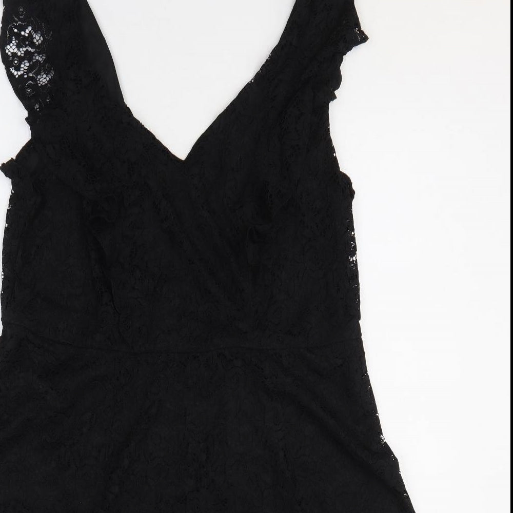 Dorothy Perkins Womens Black Fair Isle Nylon A-Line Size 20 V-Neck Zip