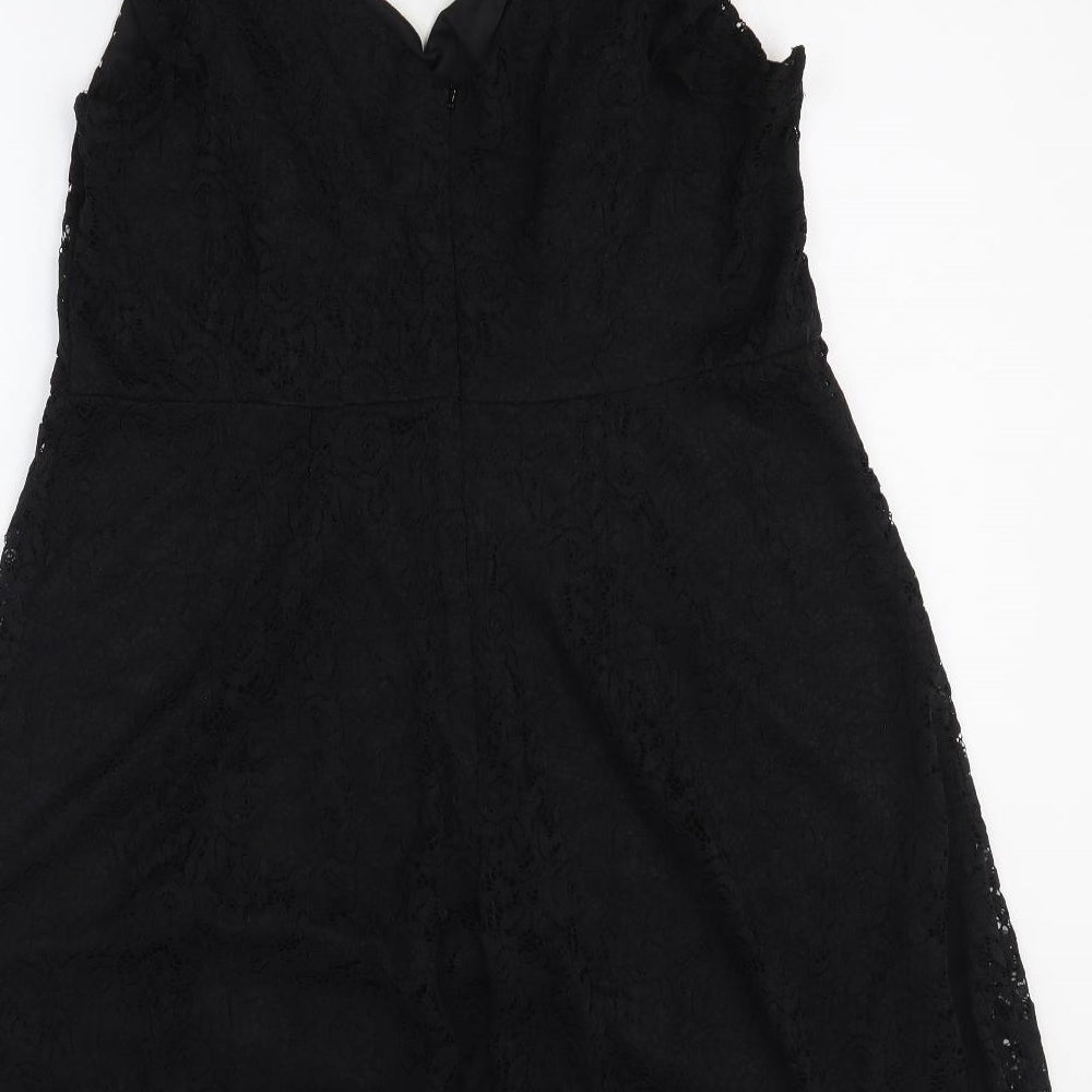 Dorothy Perkins Womens Black Fair Isle Nylon A-Line Size 20 V-Neck Zip