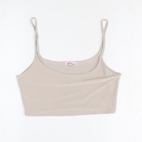 Diva Dames Womens Beige Polyester Cropped Tank Size S Scoop Neck