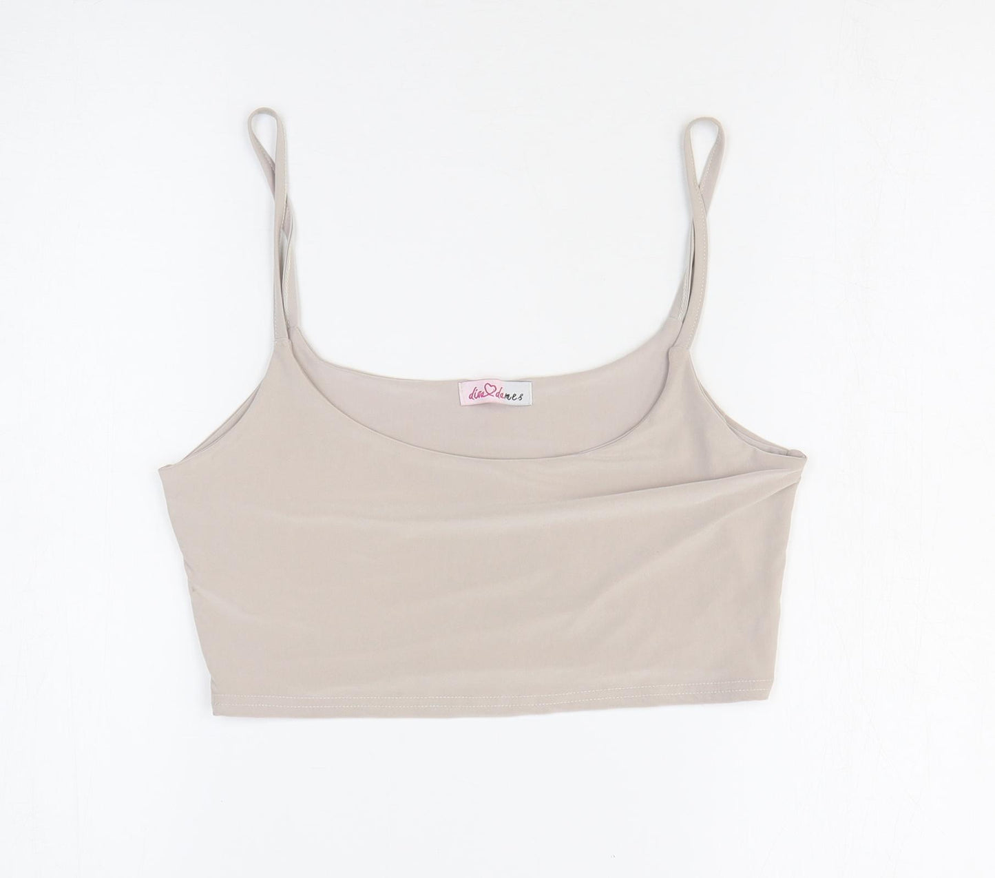 Diva Dames Womens Beige Polyester Cropped Tank Size S Scoop Neck