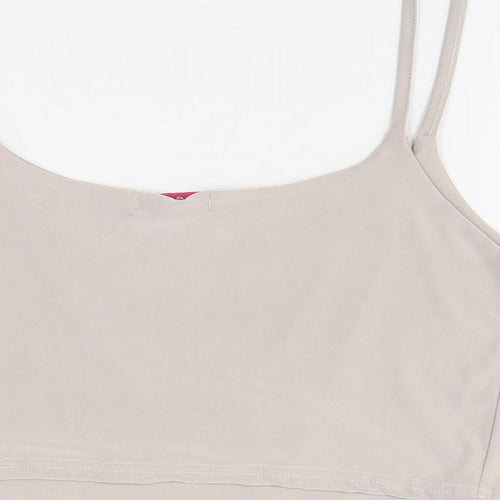 Diva Dames Womens Beige Polyester Cropped Tank Size S Scoop Neck