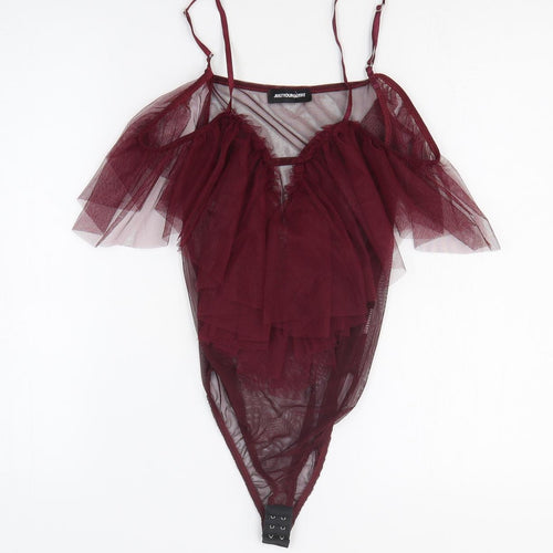 Just Your Outfit Womens Red Polyester Bodysuit One-Piece Size M Pullover