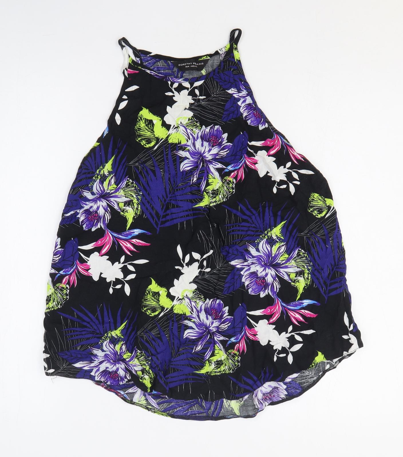Dorothy Perkins Womens Black Floral Viscose Camisole Tank Size 16 Off the Shoulder