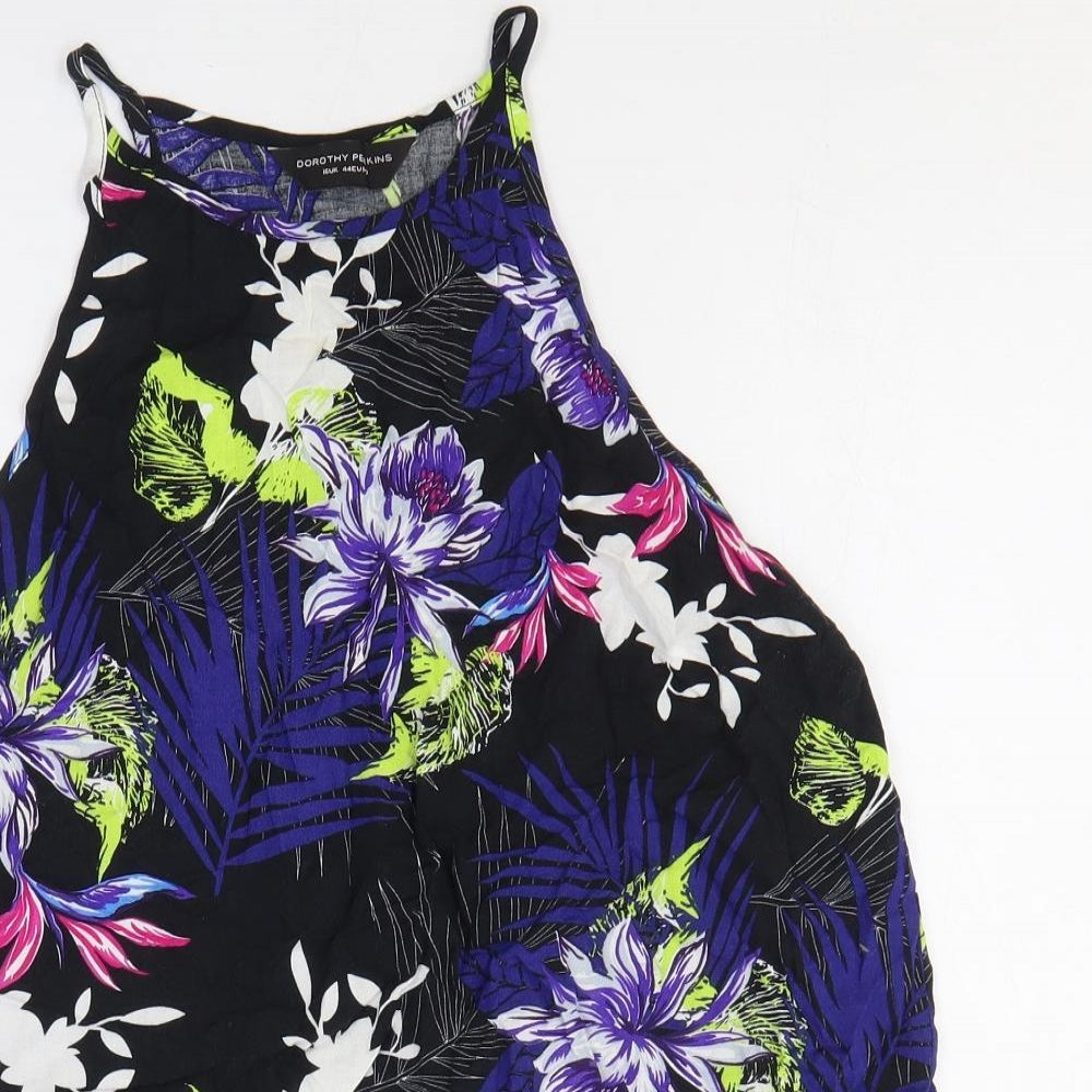Dorothy Perkins Womens Black Floral Viscose Camisole Tank Size 16 Off the Shoulder