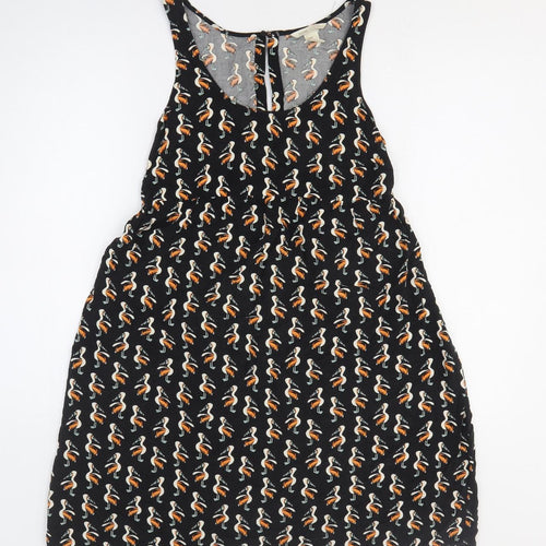 H&M Womens Black Geometric Viscose A-Line Size S Scoop Neck Pullover