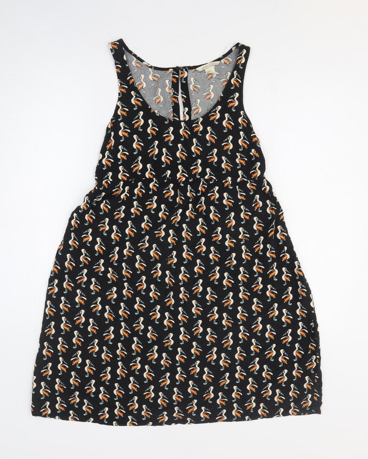 H&M Womens Black Geometric Viscose A-Line Size S Scoop Neck Pullover