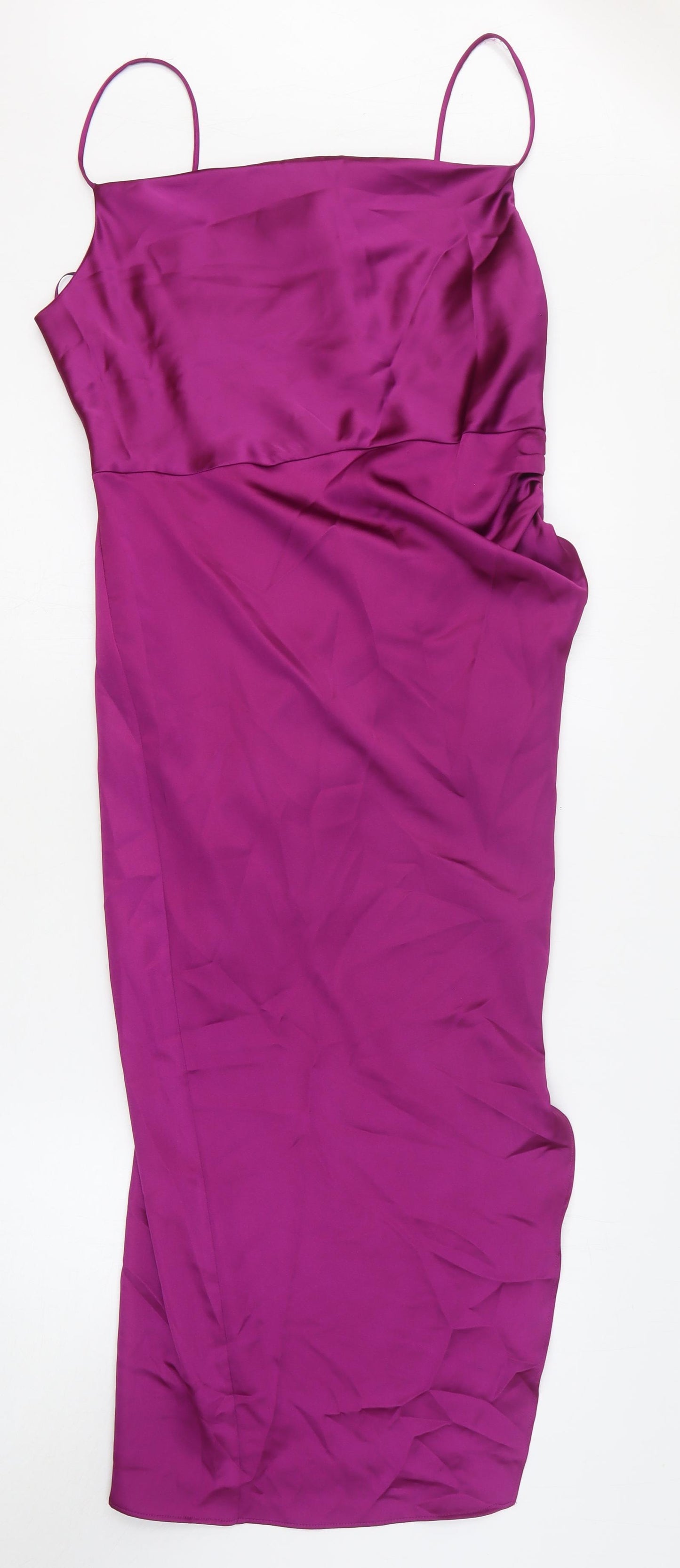 Zara Womens Purple Polyester Slip Dress Size L Off the Shoulder Pullover
