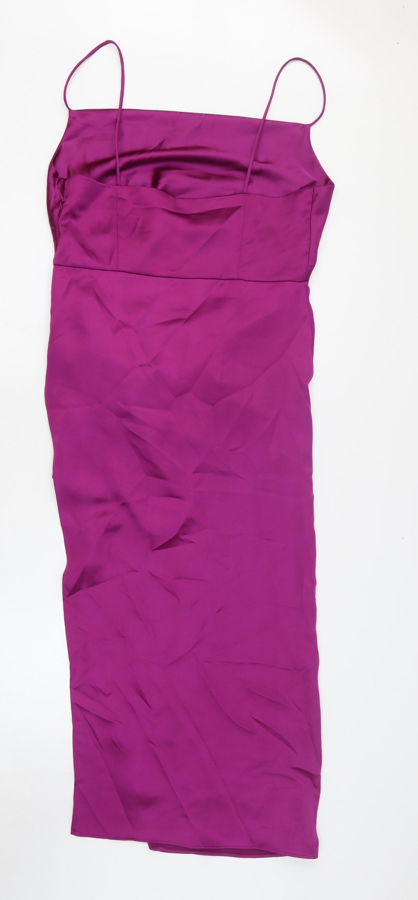 Zara Womens Purple Polyester Slip Dress Size L Off the Shoulder Pullover