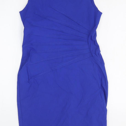 Apricot Womens Blue Viscose A-Line Size 10 Round Neck Zip