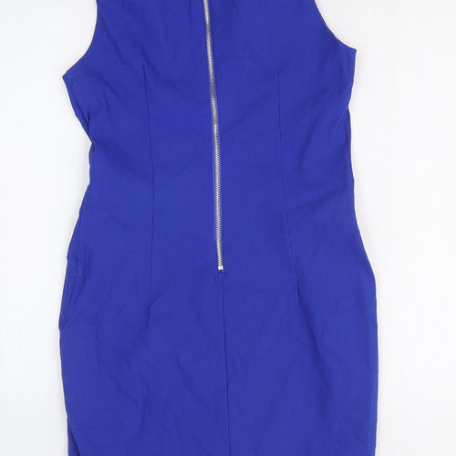 Apricot Womens Blue Viscose A-Line Size 10 Round Neck Zip