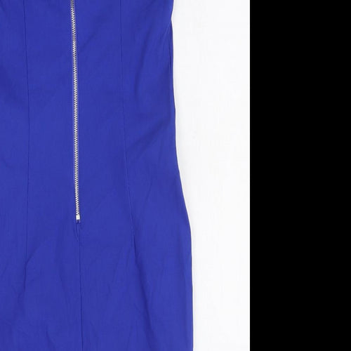 Apricot Womens Blue Viscose A-Line Size 10 Round Neck Zip