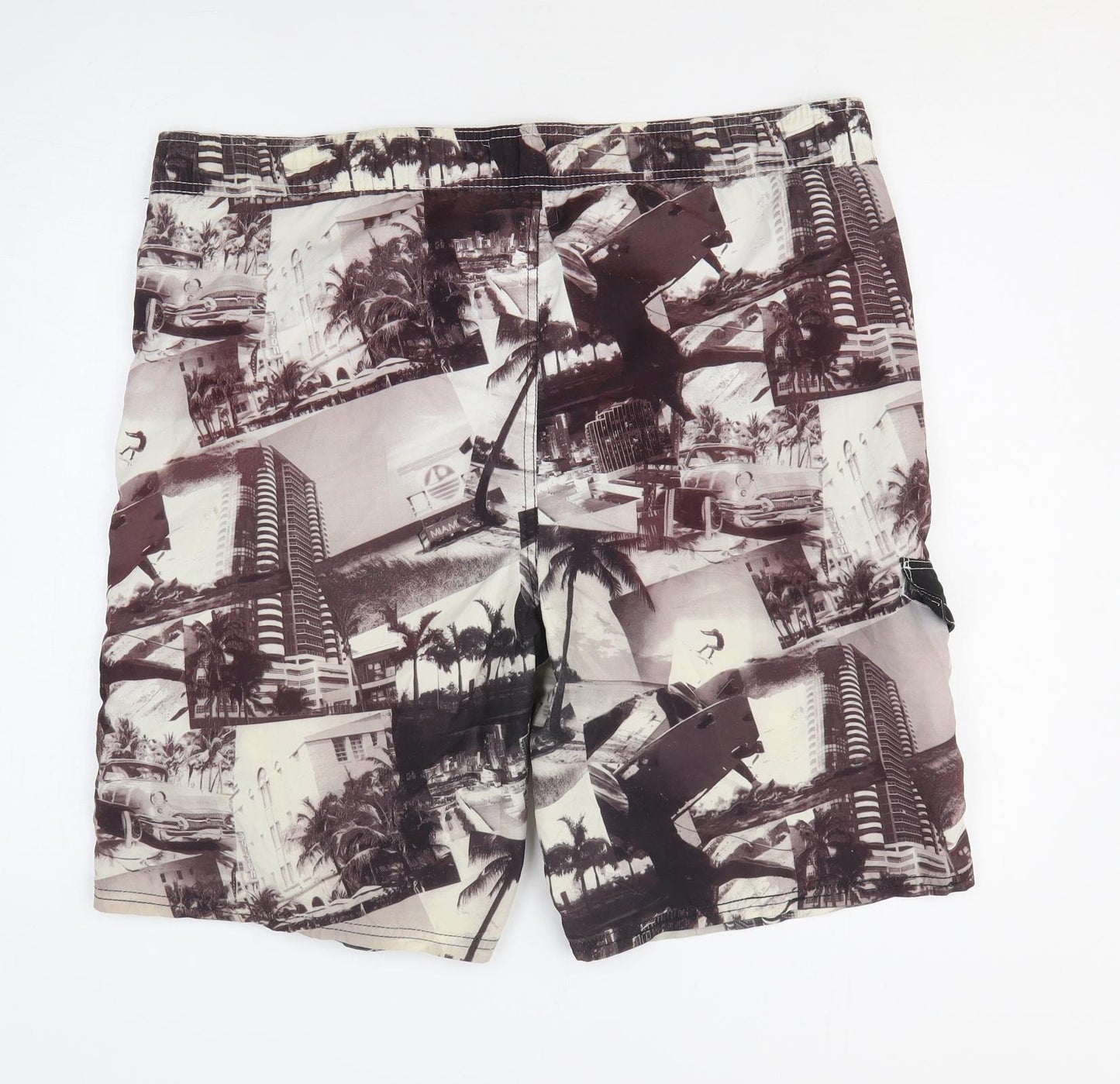 Surf Womens Multicoloured Geometric Polyester Bermuda Shorts Size L L10 in Regular Drawstring