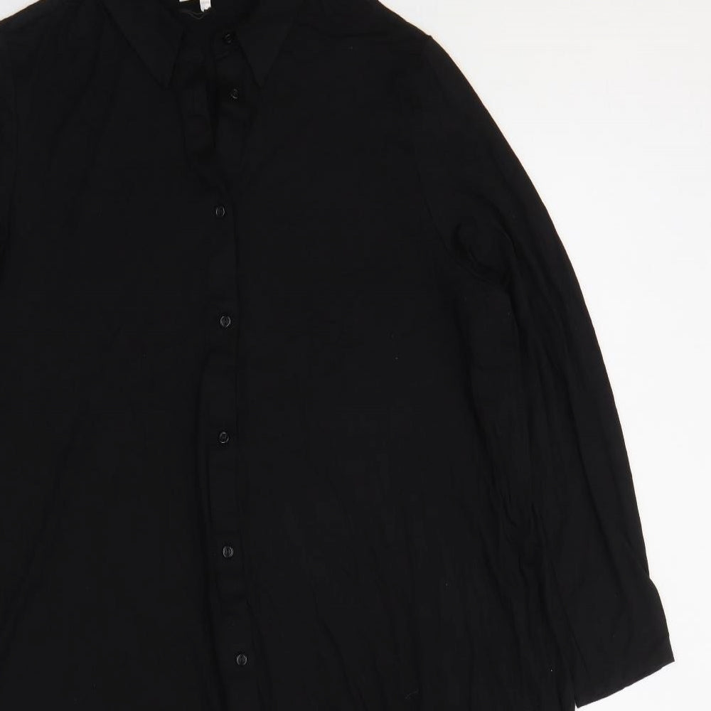 Live Womens Black Viscose Shirt Dress Size 18 Collared Button