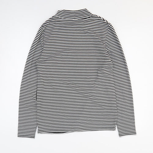 George Womens Black Striped Viscose Basic T-Shirt Size 16 Mock Neck