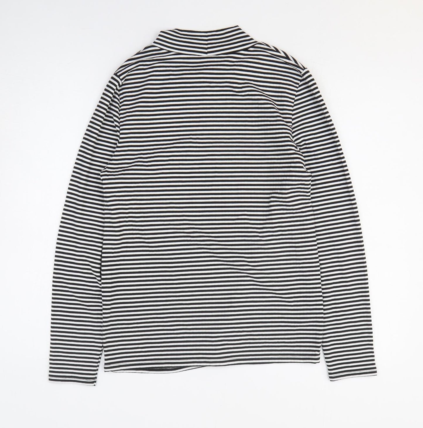 George Womens Black Striped Viscose Basic T-Shirt Size 16 Mock Neck