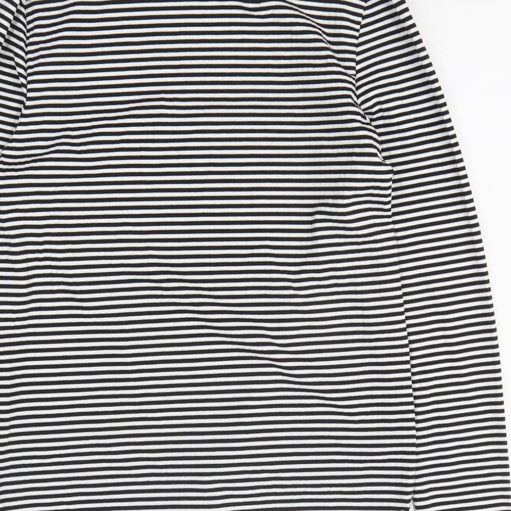 George Womens Black Striped Viscose Basic T-Shirt Size 16 Mock Neck