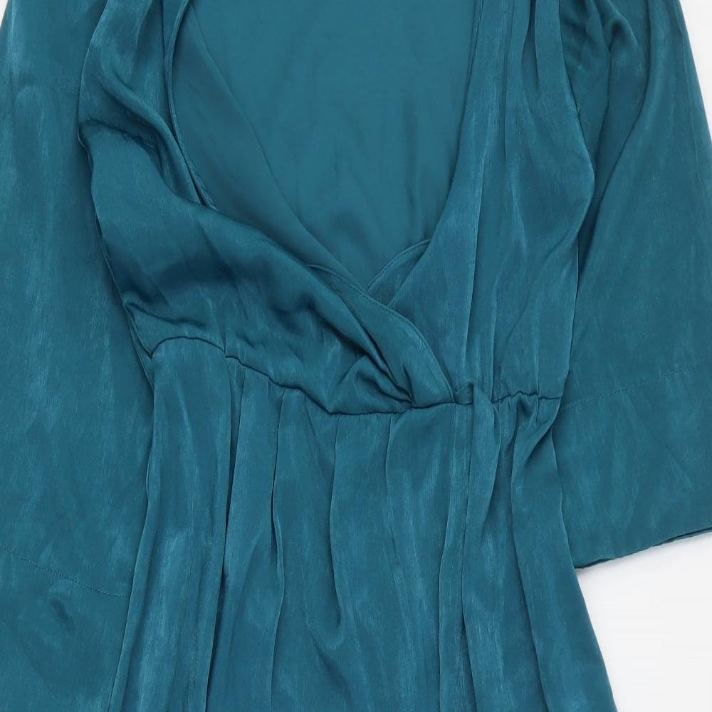 Zara Womens Blue Polyester Fit & Flare Size XS Scoop Neck Pullover