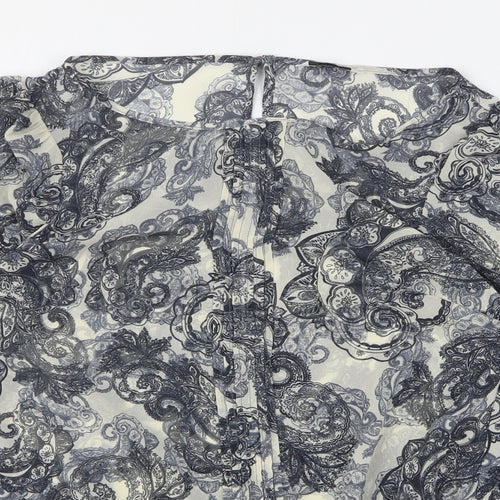 George Womens Blue Geometric Polyester Basic Blouse Size 10 Boat Neck