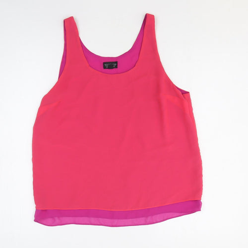 Topshop Womens Pink Polyester Basic Tank Size 12 Scoop Neck