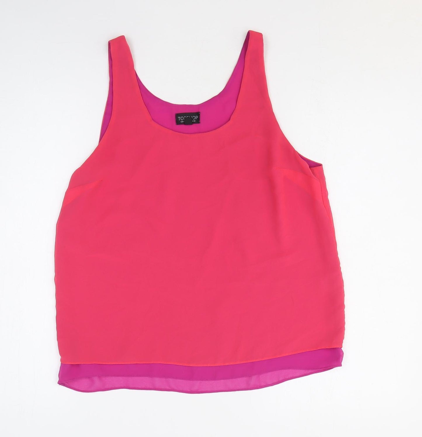 Topshop Womens Pink Polyester Basic Tank Size 12 Scoop Neck