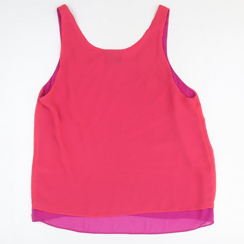 Topshop Womens Pink Polyester Basic Tank Size 12 Scoop Neck