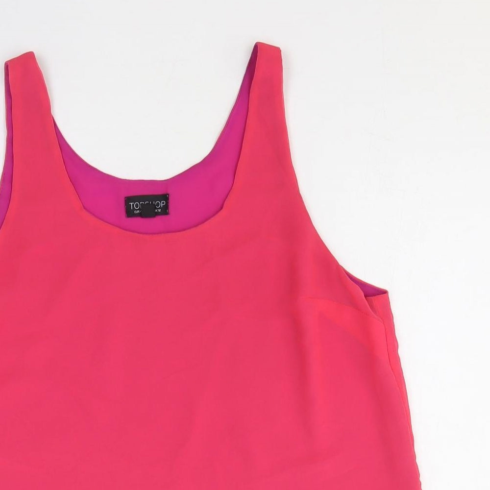 Topshop Womens Pink Polyester Basic Tank Size 12 Scoop Neck