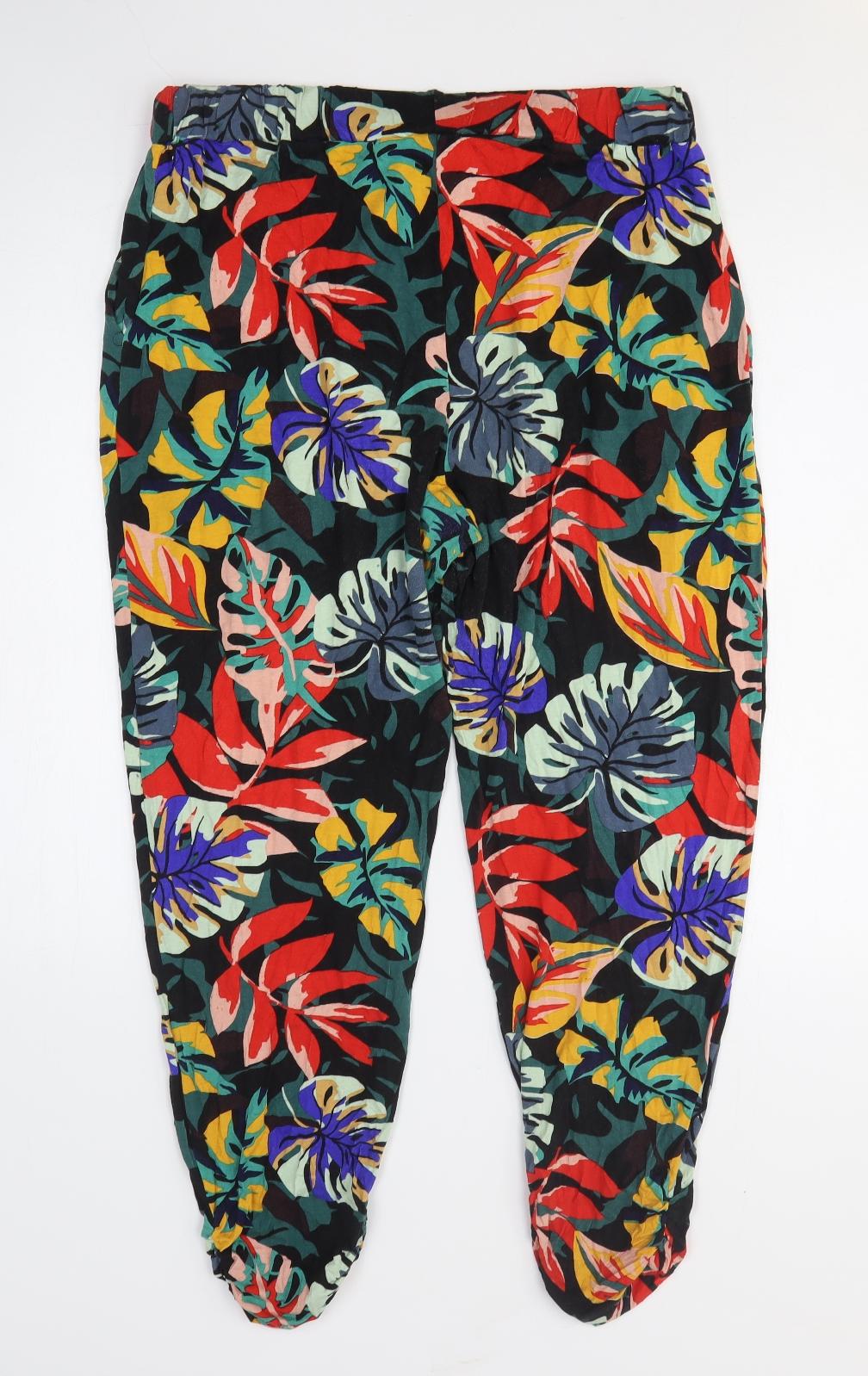 Papaya Womens Multicoloured Floral Viscose Bloomer Trousers Size 16 L26 in Regular