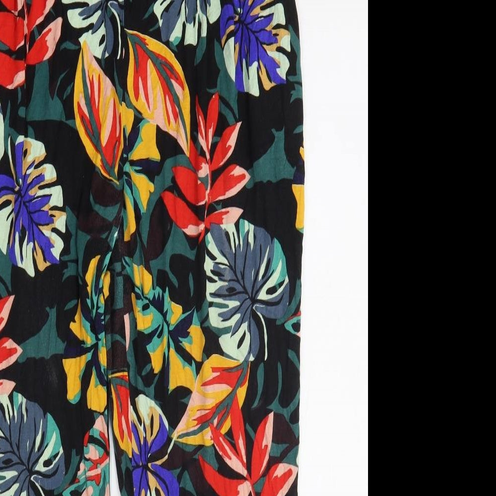 Papaya Womens Multicoloured Floral Viscose Bloomer Trousers Size 16 L26 in Regular