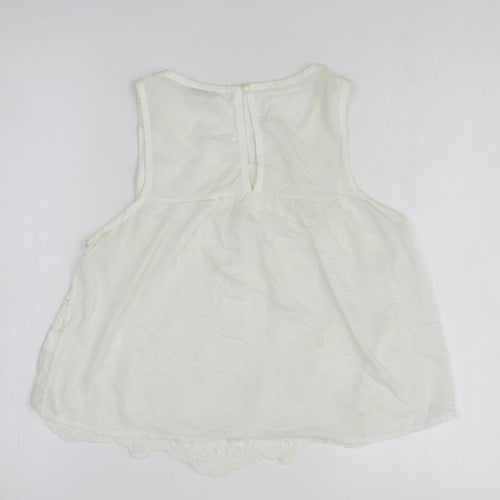 Acemi Womens White 100% Cotton Basic Tank Size M Round Neck