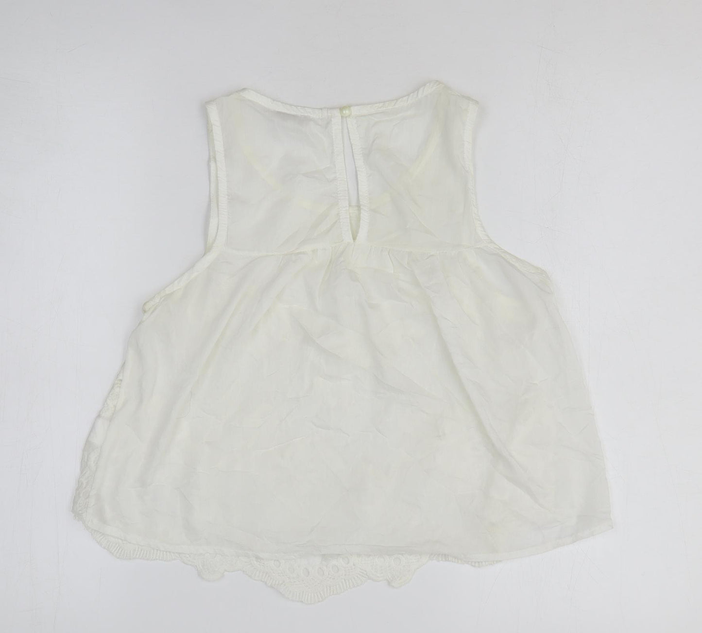 Acemi Womens White 100% Cotton Basic Tank Size M Round Neck