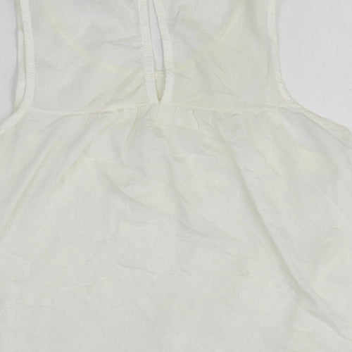 Acemi Womens White 100% Cotton Basic Tank Size M Round Neck