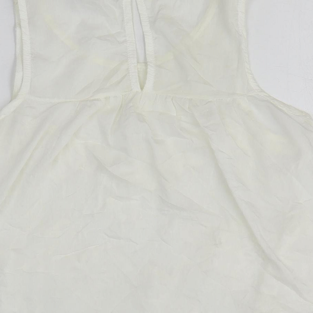 Acemi Womens White 100% Cotton Basic Tank Size M Round Neck