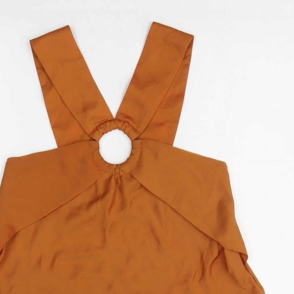 NEXT Womens Orange Polyester Basic Tank Size 8 Off the Shoulder