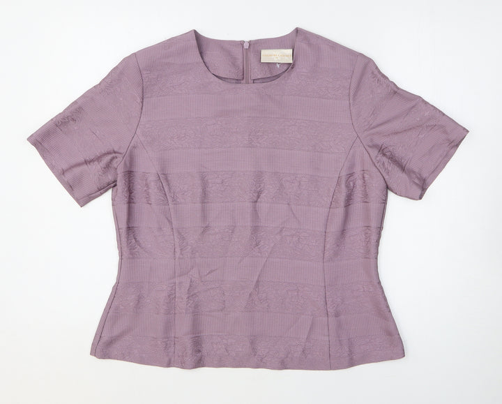 Country Casuals Womens Purple Polyester Basic T-Shirt Size 14 Square Neck