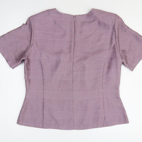 Country Casuals Womens Purple Polyester Basic T-Shirt Size 14 Square Neck