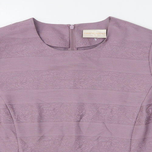 Country Casuals Womens Purple Polyester Basic T-Shirt Size 14 Square Neck