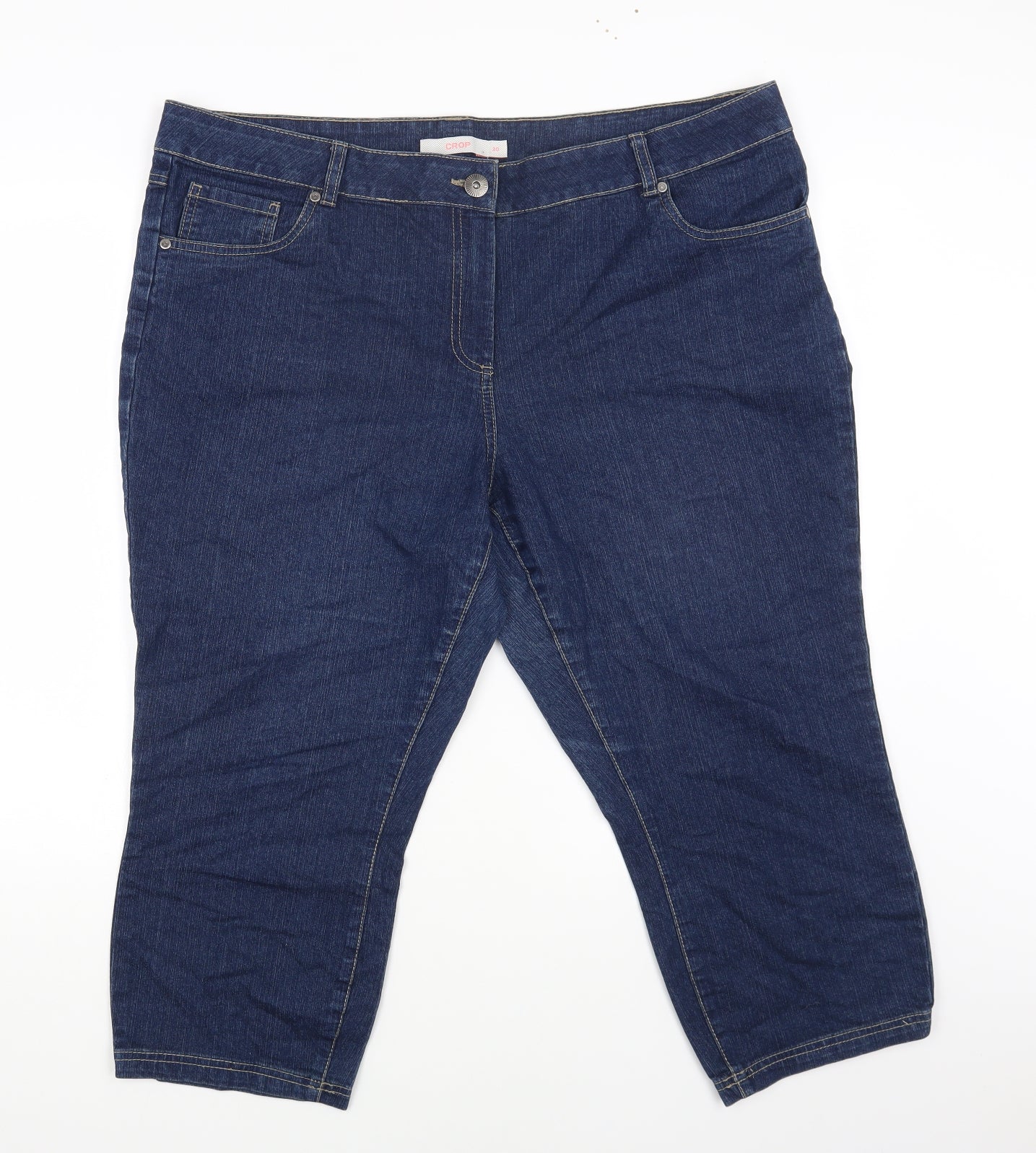 Debenhams Womens Blue Cotton Cropped Jeans Size 20 L21 in Regular Button