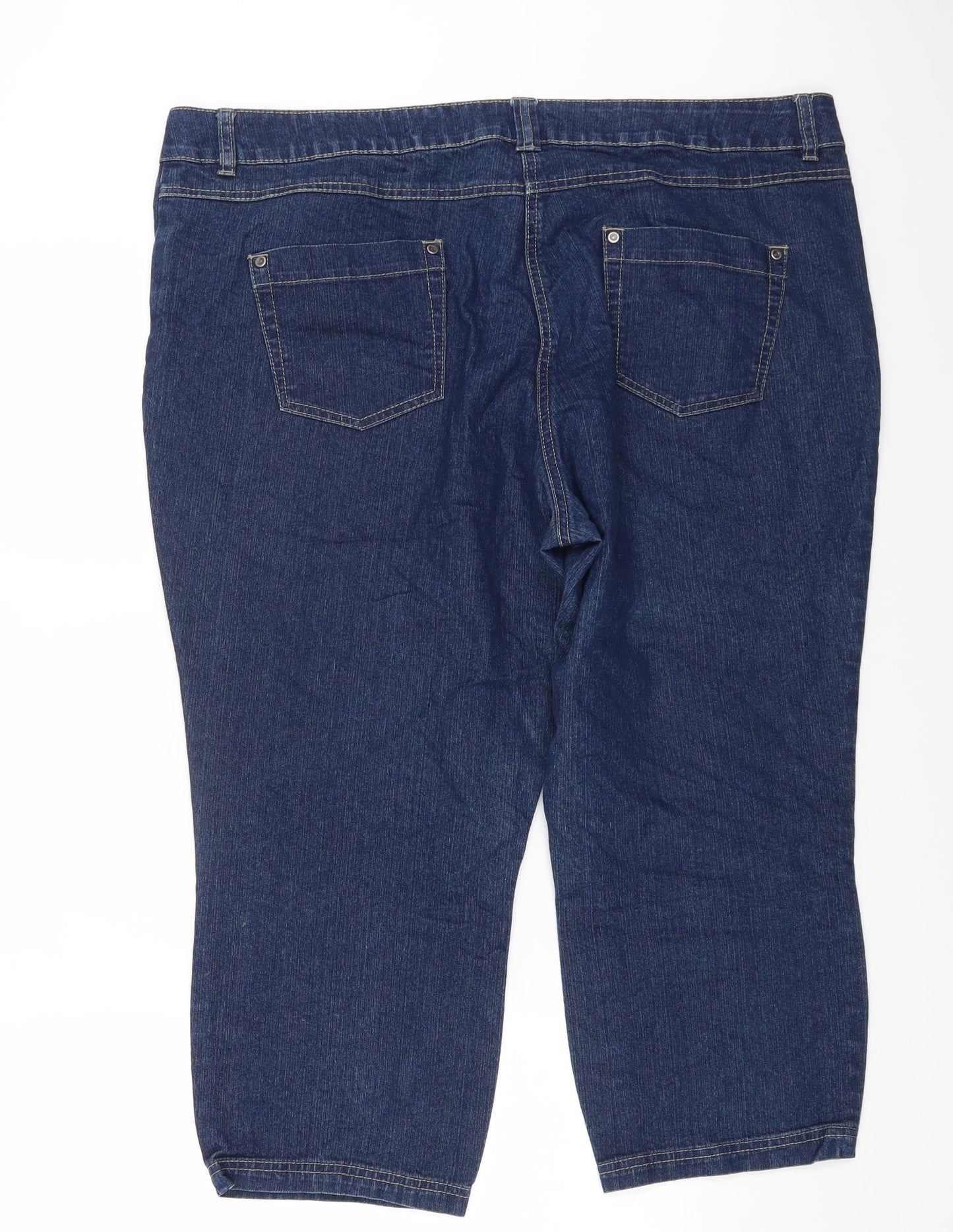 Debenhams Womens Blue Cotton Cropped Jeans Size 20 L21 in Regular Button