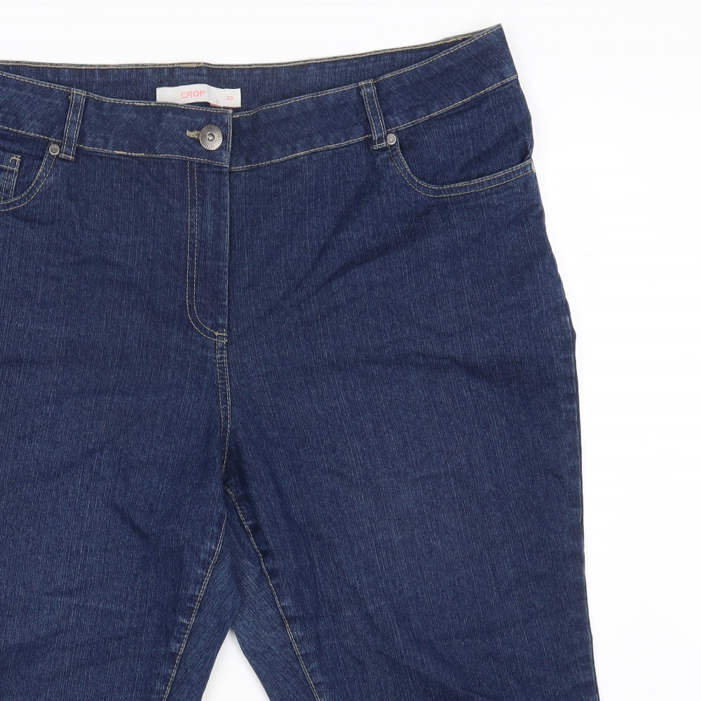 Debenhams Womens Blue Cotton Cropped Jeans Size 20 L21 in Regular Button