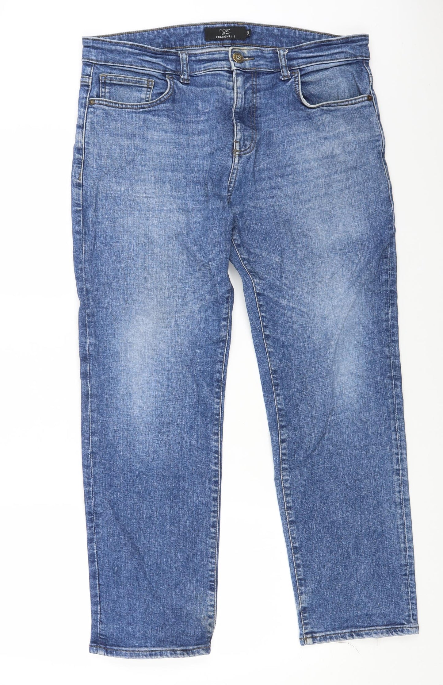 NEXT Mens Blue Cotton Straight Jeans Size 34 in L26 in Regular Button