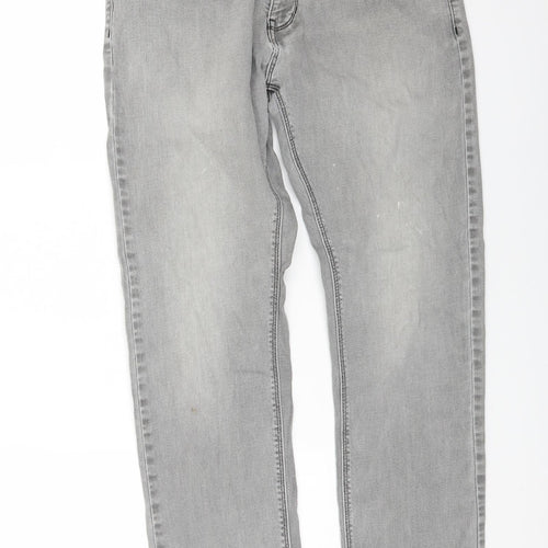 Marks and Spencer Mens Grey Cotton Skinny Jeans Size 34 in L31 in Regular Button