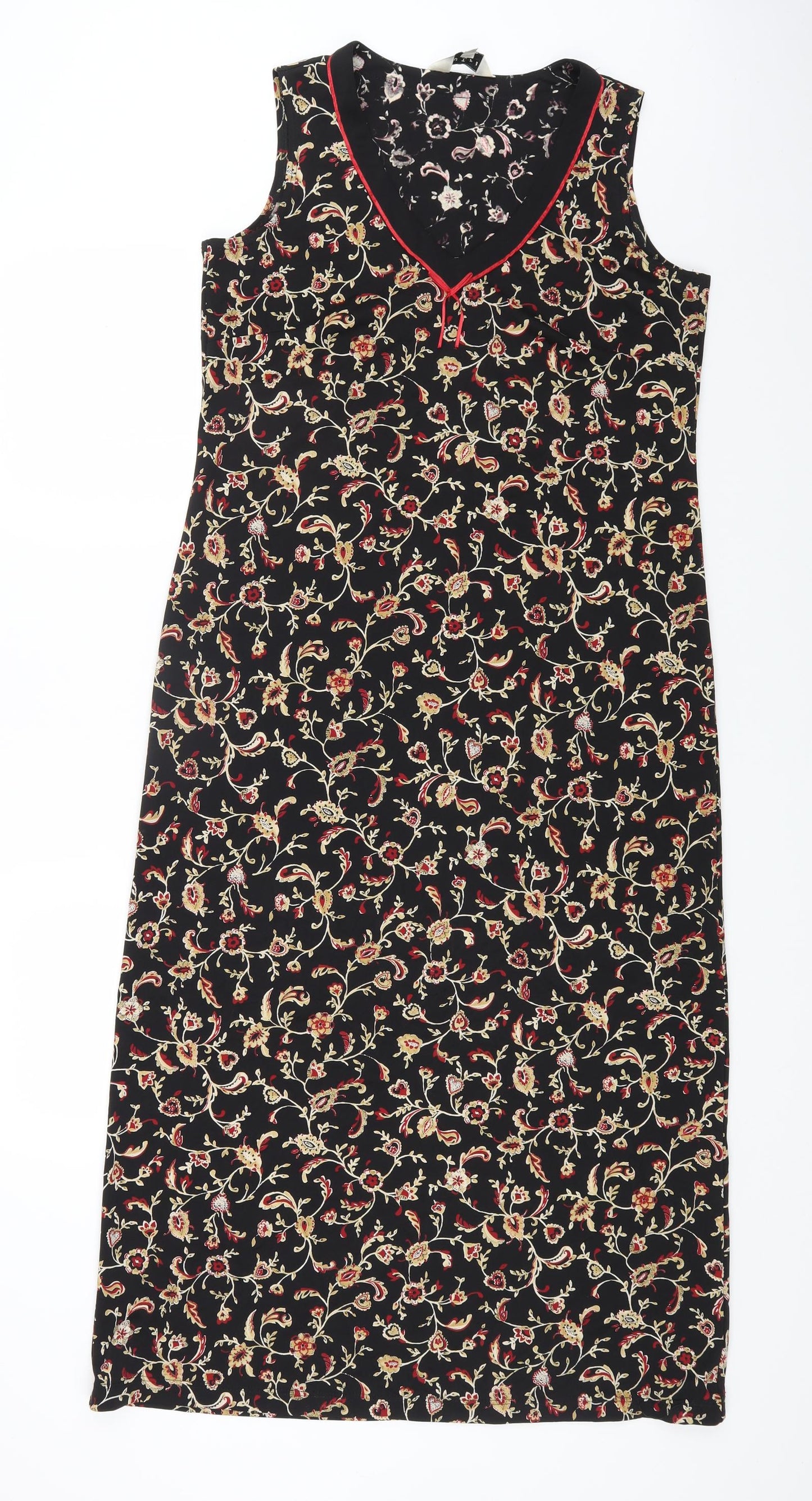 Outfitters Womens Black Floral Viscose A-Line Size M V-Neck Pullover
