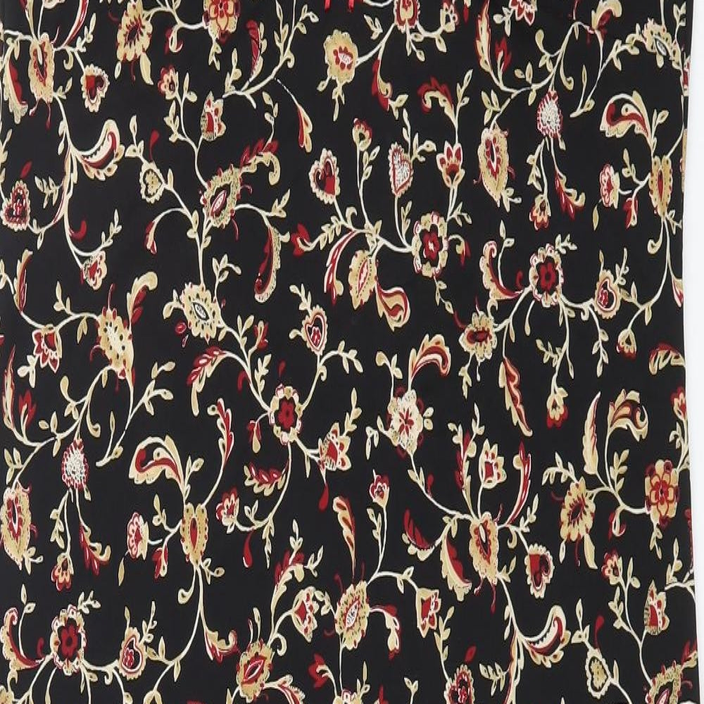 Outfitters Womens Black Floral Viscose A-Line Size M V-Neck Pullover