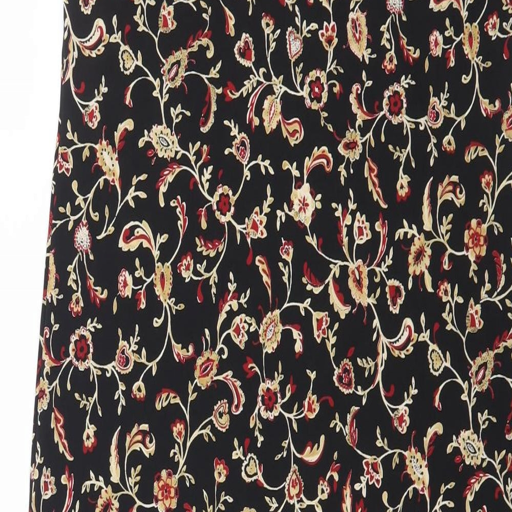 Outfitters Womens Black Floral Viscose A-Line Size M V-Neck Pullover