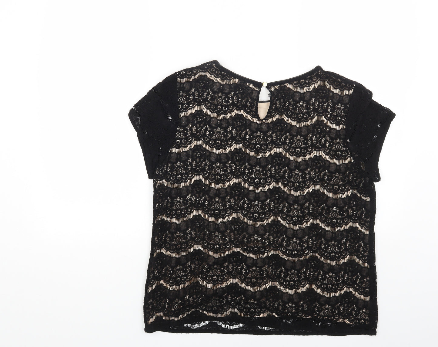Marks and Spencer Womens Black Viscose Basic T-Shirt Size 16 Boat Neck